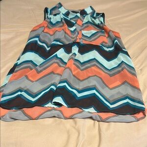 Rue21 Orange and Black Sleeveless Blouse with Peter Pan Collar